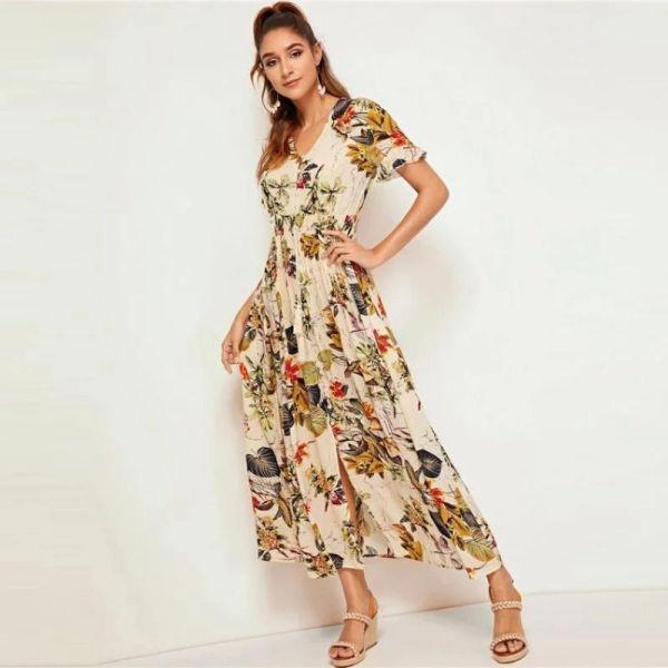 Robe Bohème Indienne - Abricot / XS