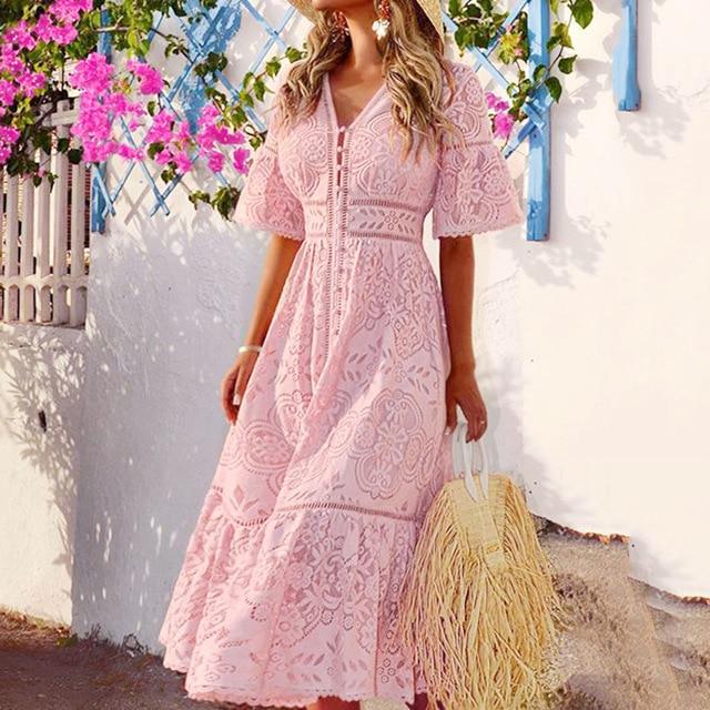 Robe Bohème Longue Celeste - Rose / XL