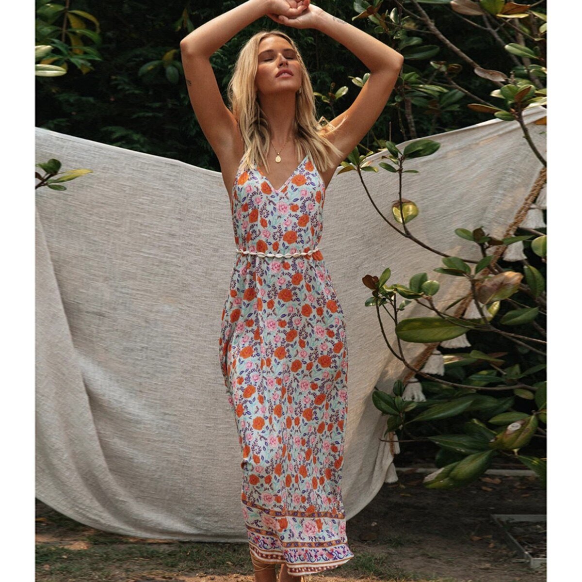Robe bohème longue fleurie