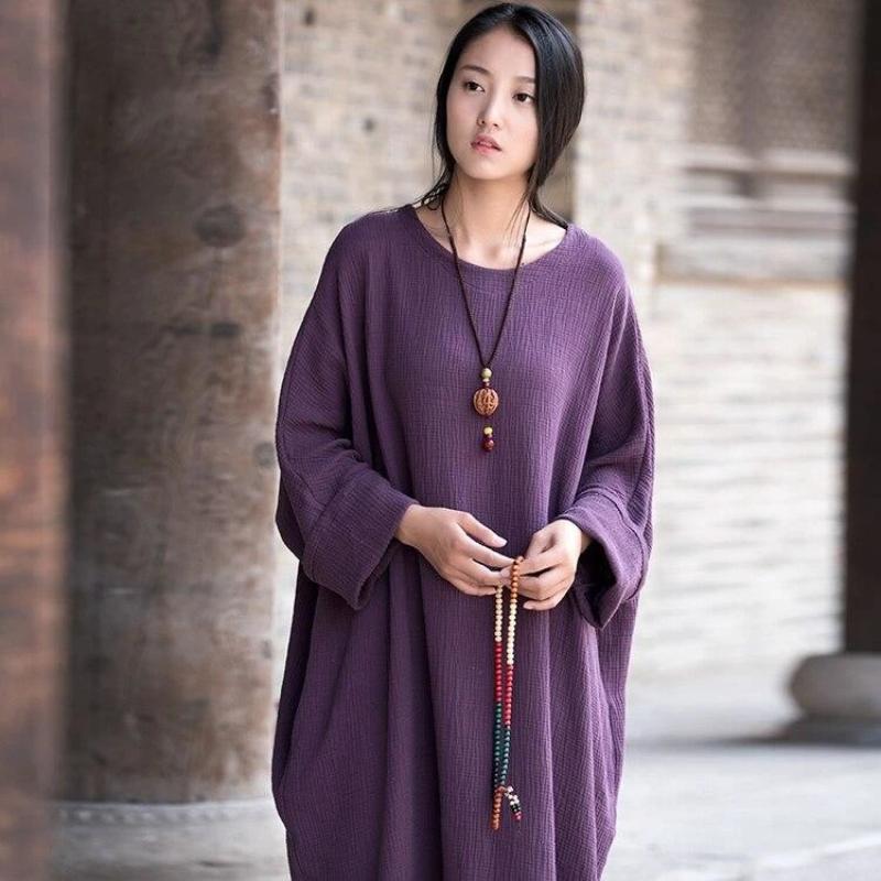 Robe Bohème Longue Hiver - Violet / Unique