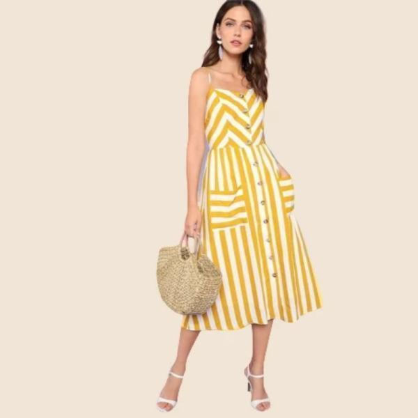 Robe Bohème Longue Jaune - Multi / XS