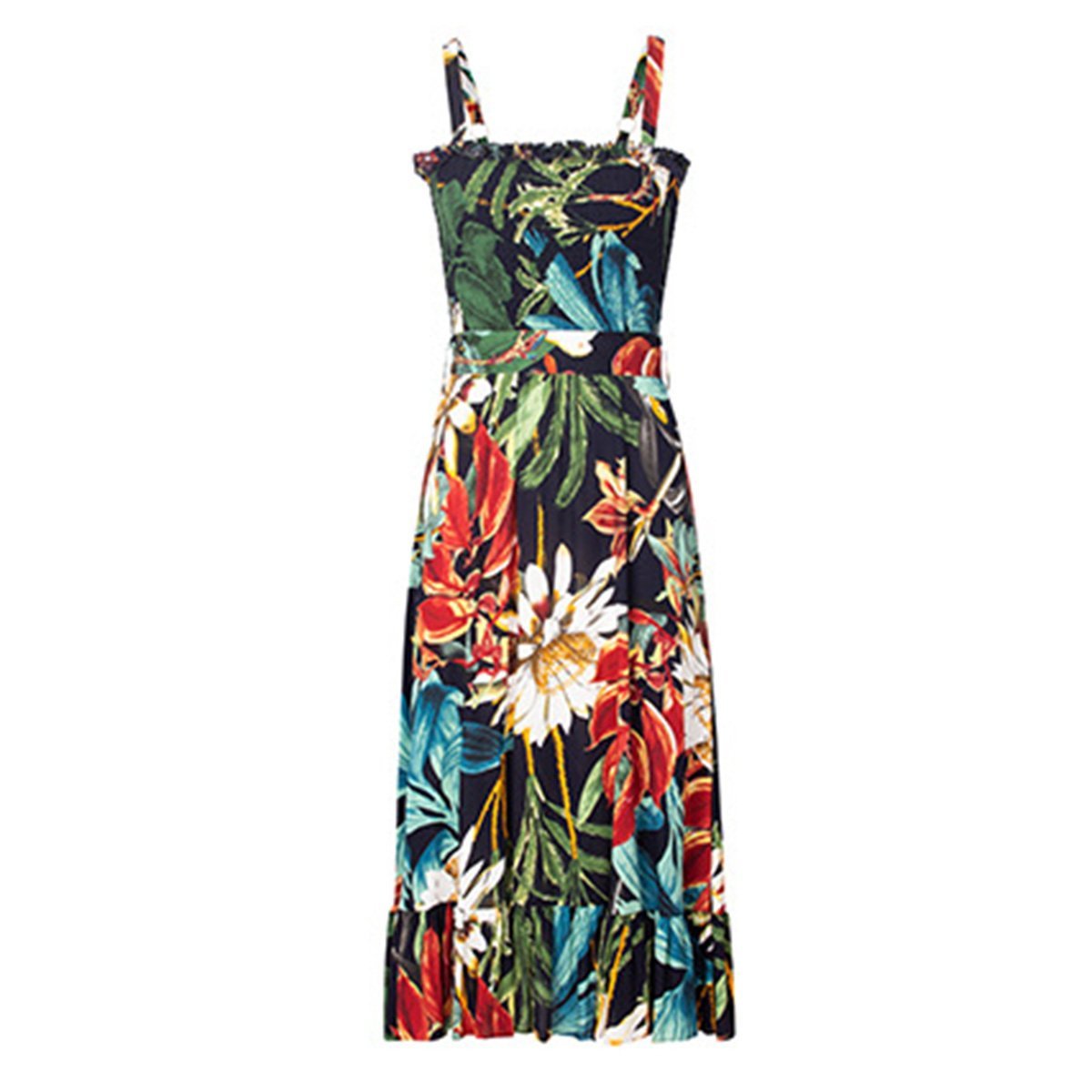 Robe bohème longue noir fleurie