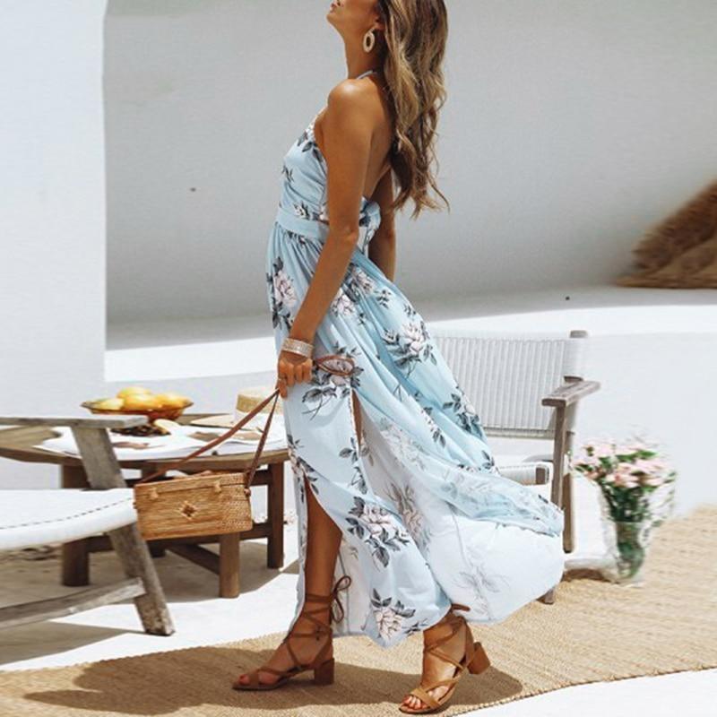 Robe Bohème Maxi Fleurie Dos Nu
