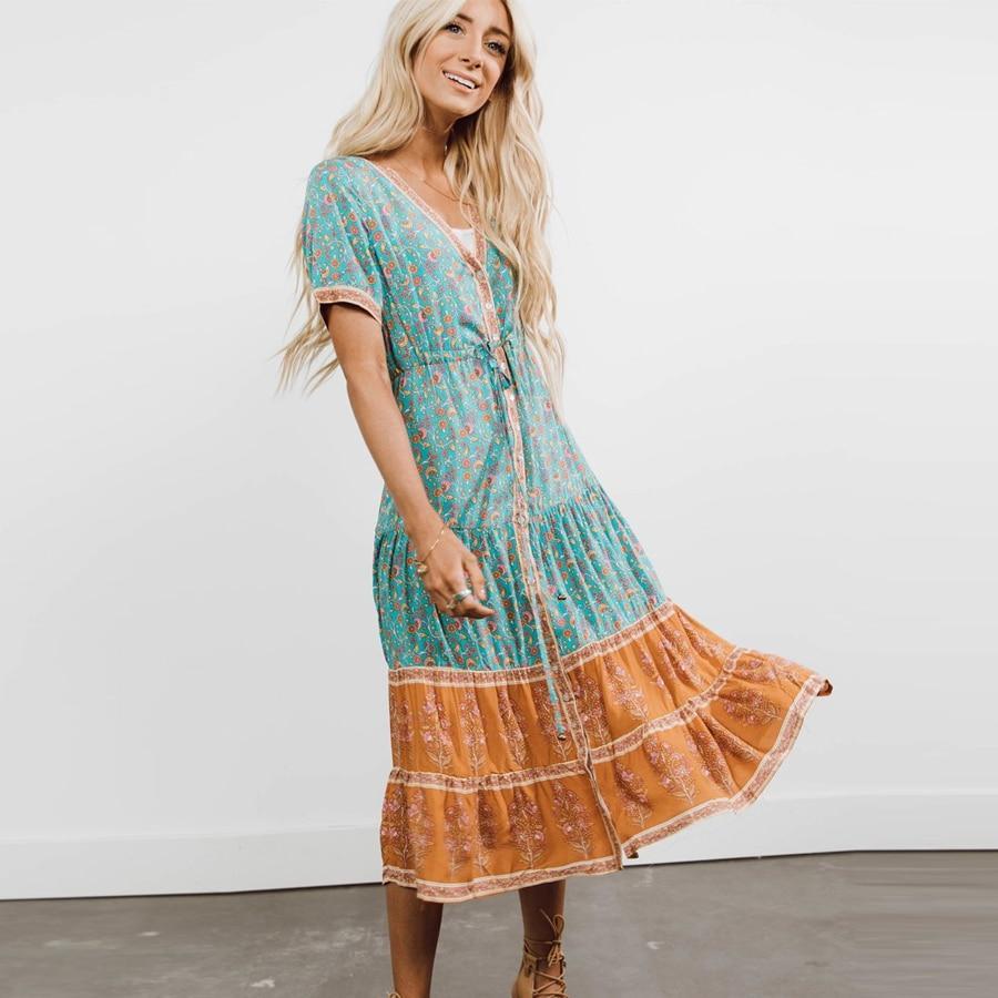 Robe Boheme Originale Bleu - Turquoise / S