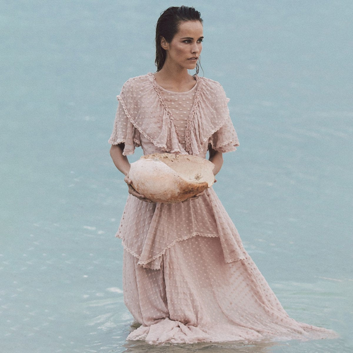 Robe bohème rose longue