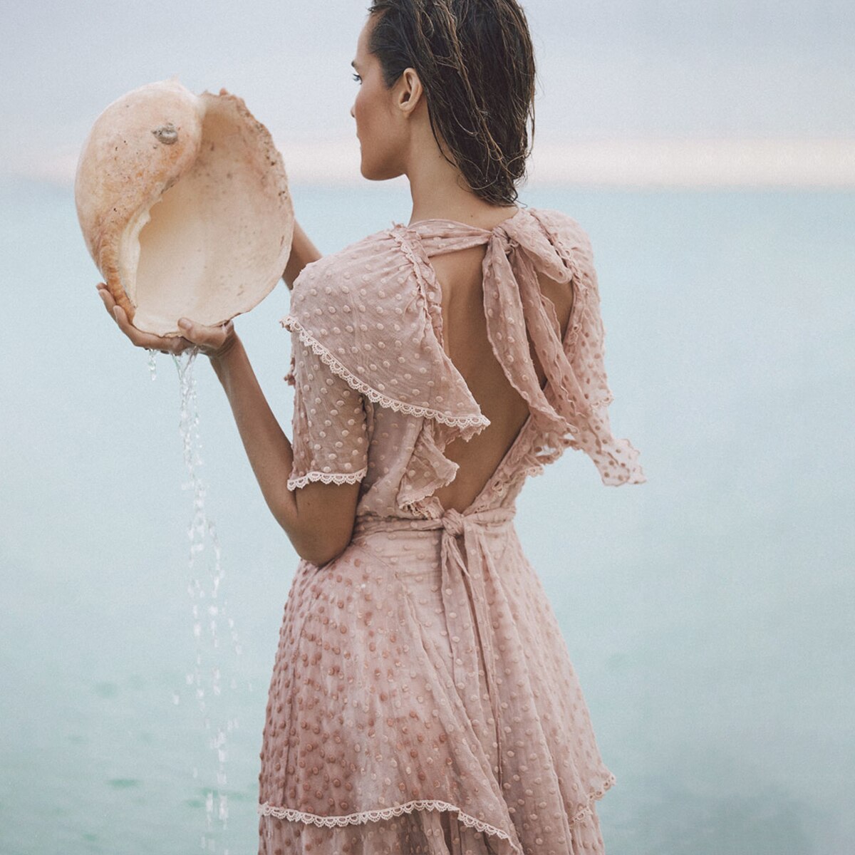 Robe bohème rose longue