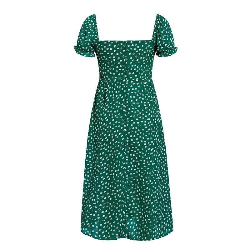 Robe Bohème Verte à Fleurs