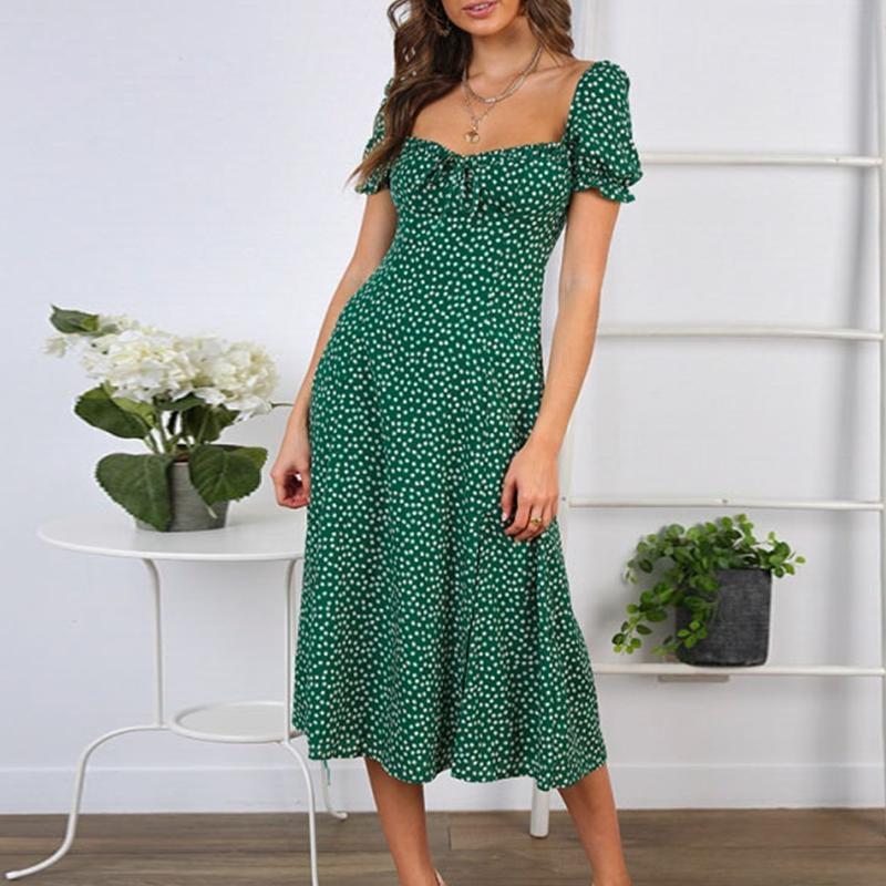 Robe Bohème Verte à Fleurs