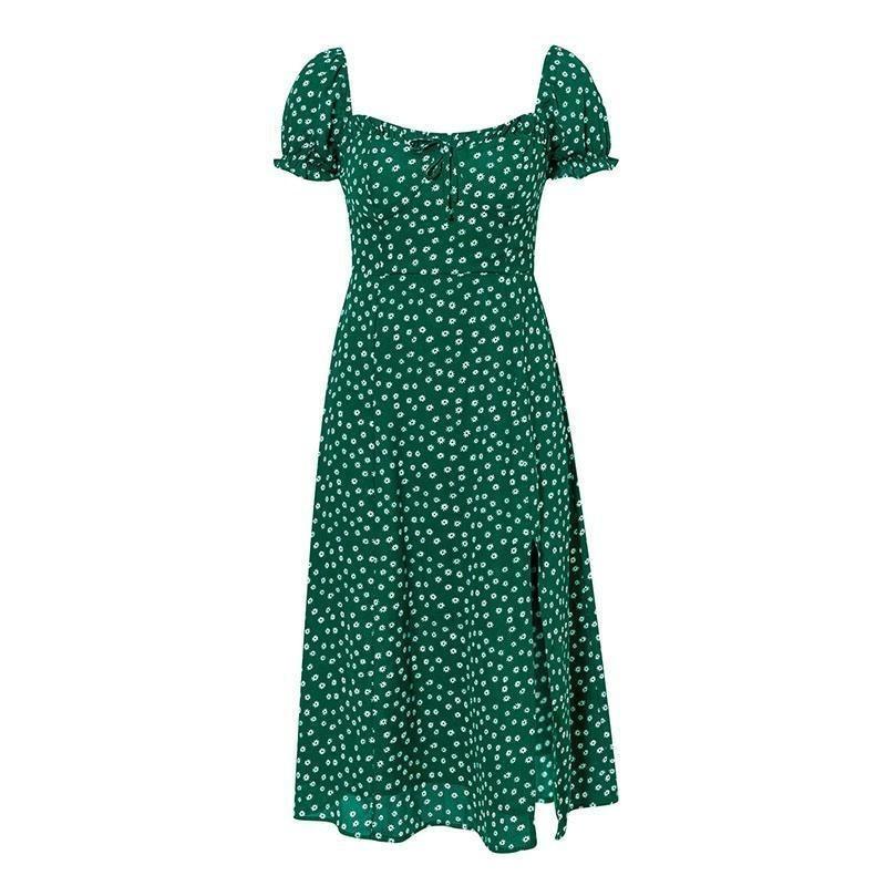 Robe Bohème Verte à Fleurs