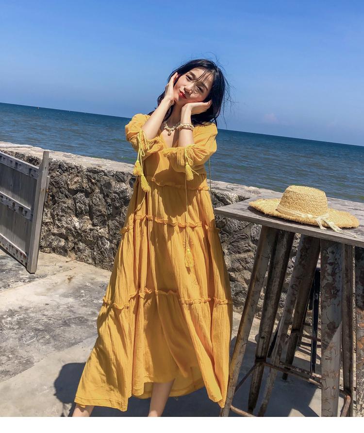 Robe boho longue jaune
