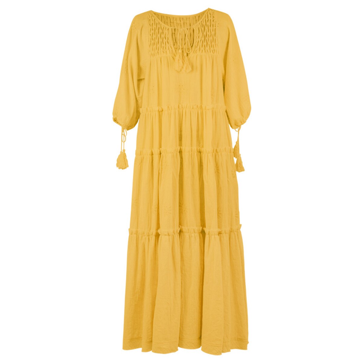 Robe boho longue jaune