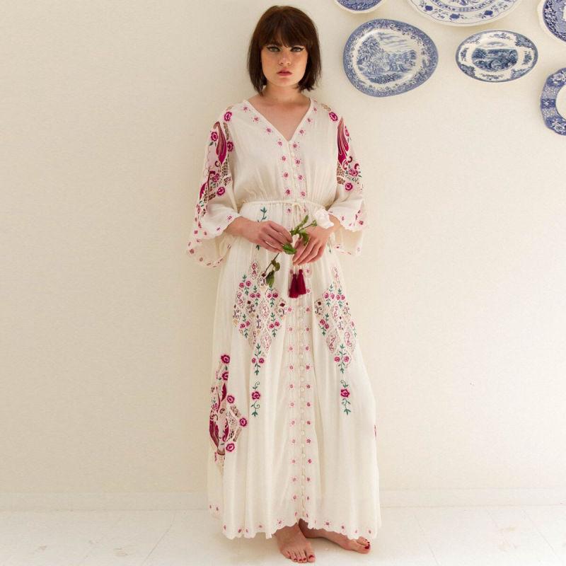 Robe Courte Blanche Hippie Chic - Blanc / S