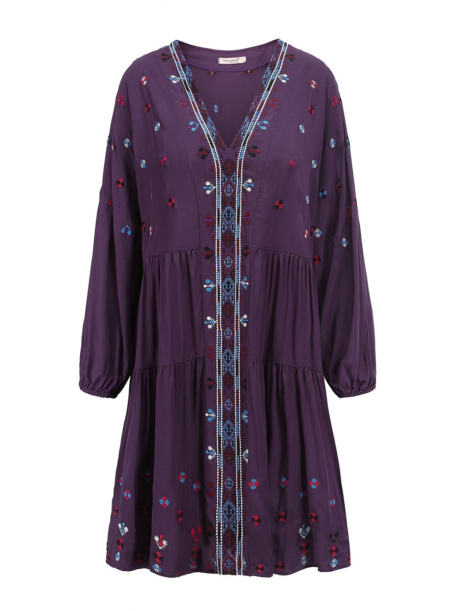 Robe courte bohème bleu