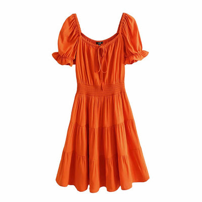 Robe courte bohème orange - Orange / S