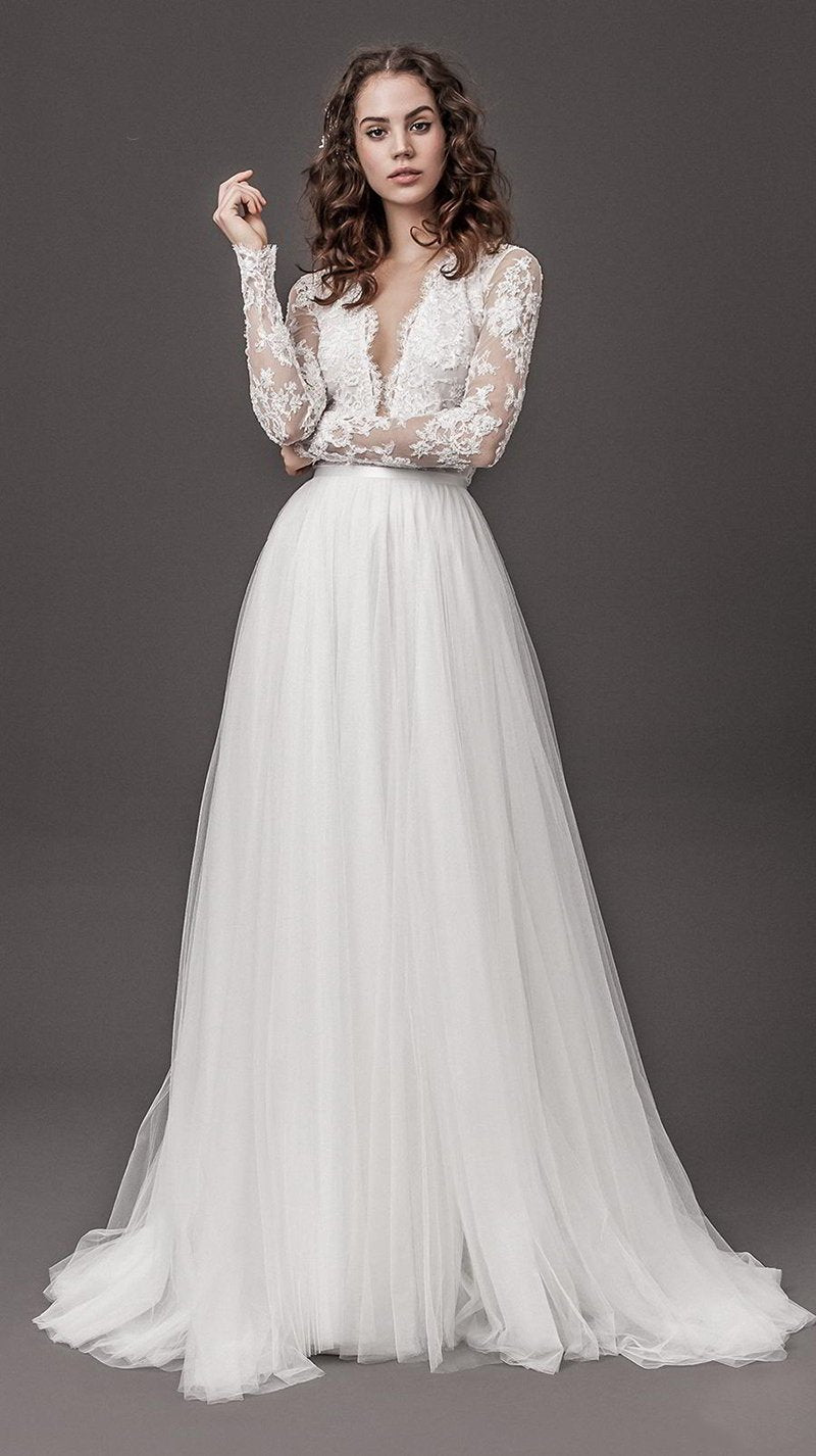 Robe De Mariée Boheme Dentelle Dos Nu
