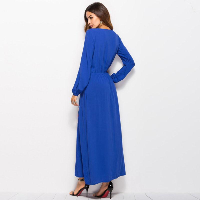 Robe De Soiree Longue Hippie Chic - Bleu / M