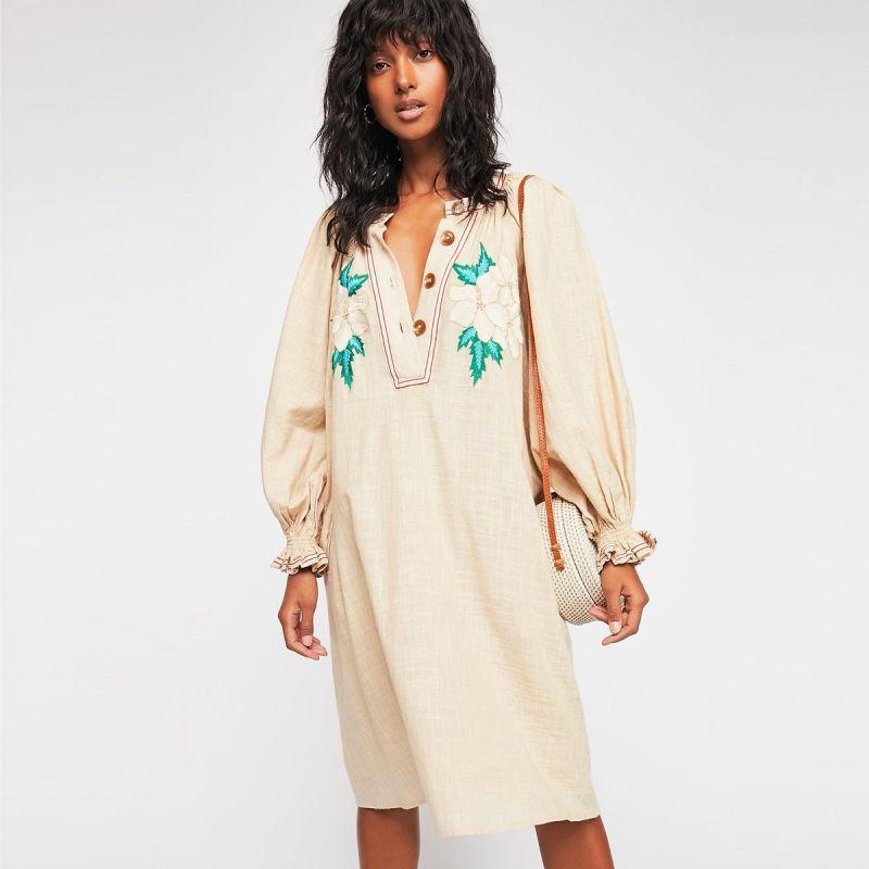 Robe D’été Hippie Chic - Beige / S