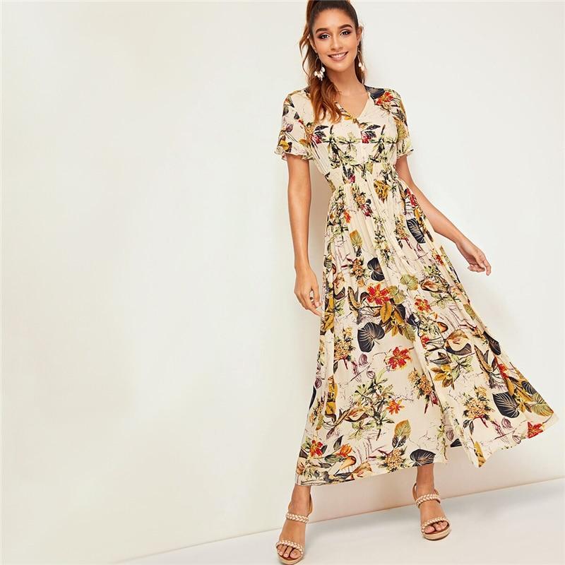 Robe Été Bohème courte - Beige / S