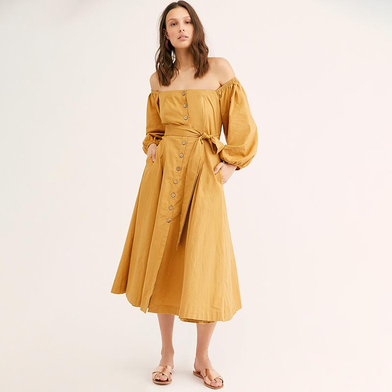 Robe femme ete boheme - Jaune / S
