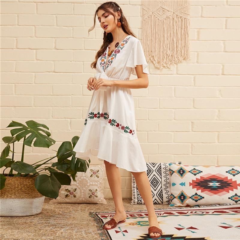 Robe Hippie Bohème Vintage - Blanc / XS