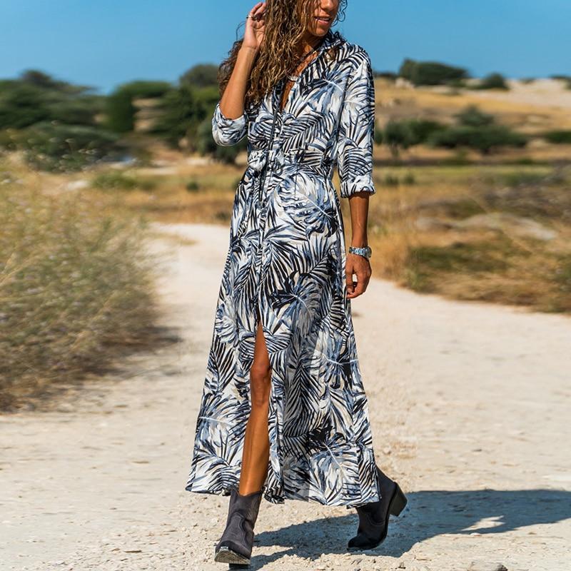 Robe Hippie Chic Bleue - Bleu / XS