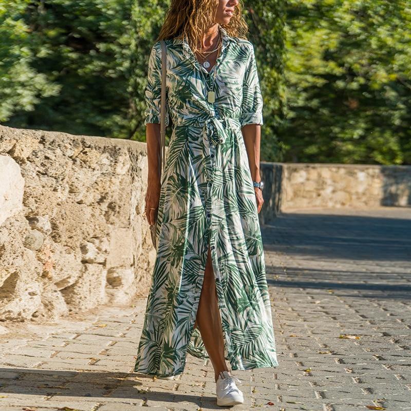 Robe Hippie Fleurie - Vert / S