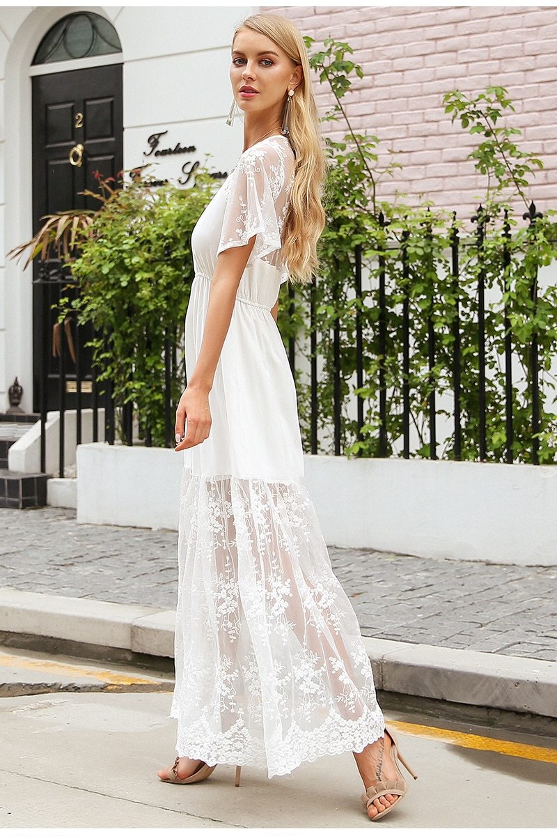 Robe Hippie Grande Taille - Blanc / S