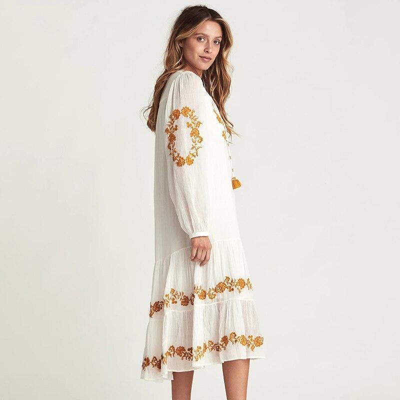 Robe Hippie Longue Blanche - Blanc / S