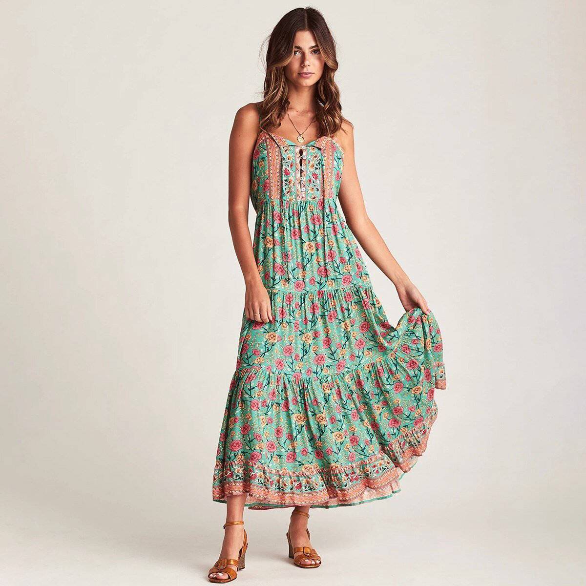 Robe Hippie Moderne - Vert / S