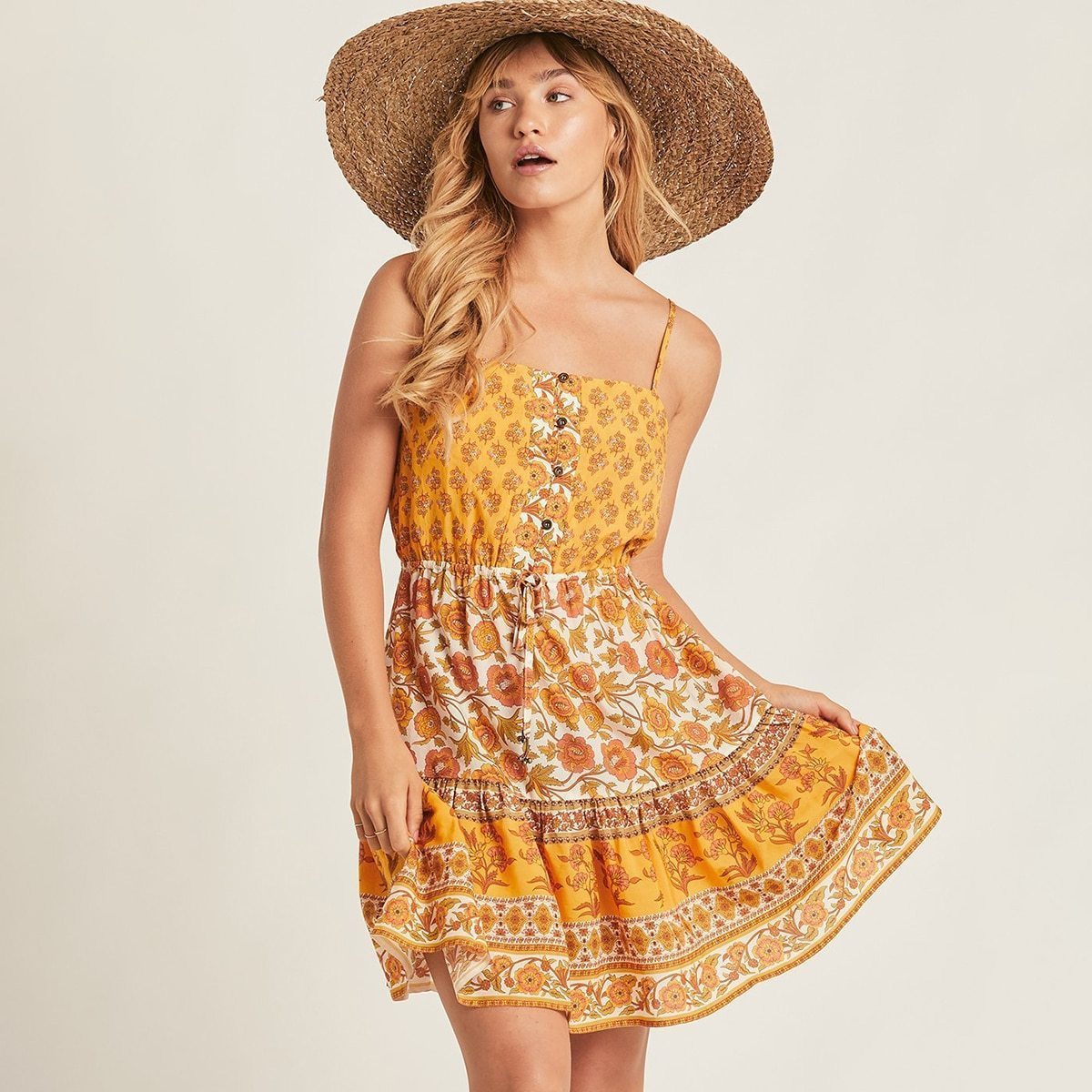 Robe Hippie Romantique - Jaune / S