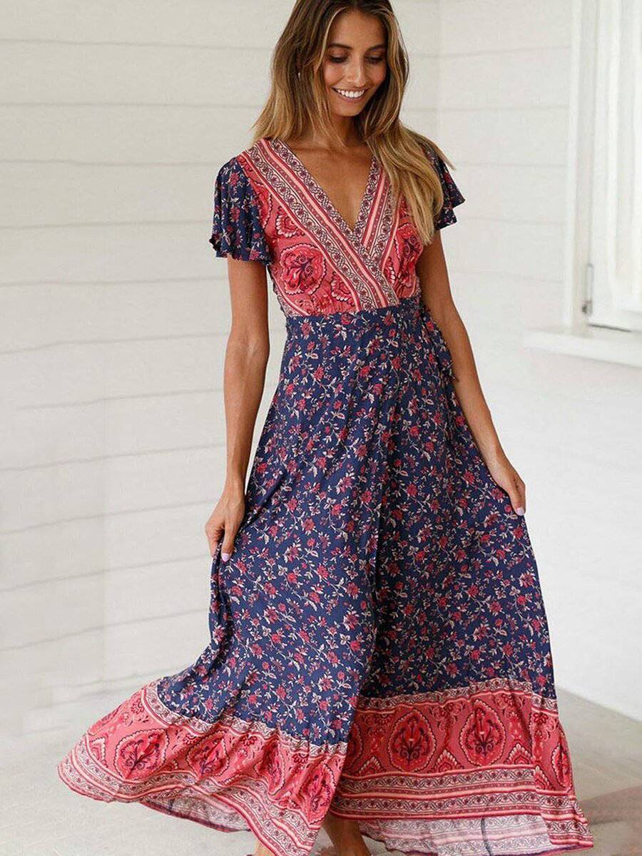 Robe Hippie Tie And Dye - Bleu / S