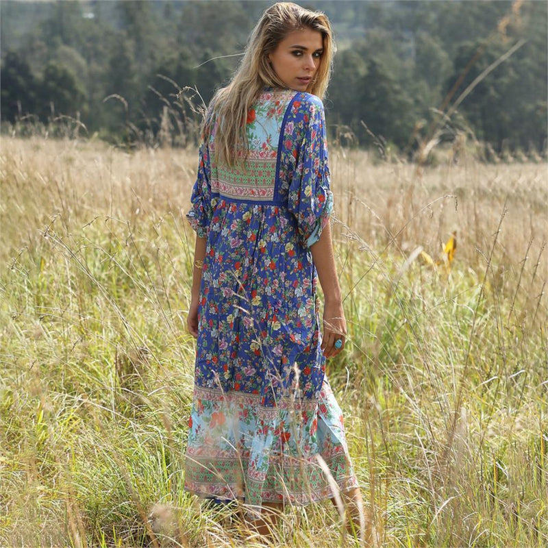 Robe Longue Bohème Anthropologie - Bleu / S