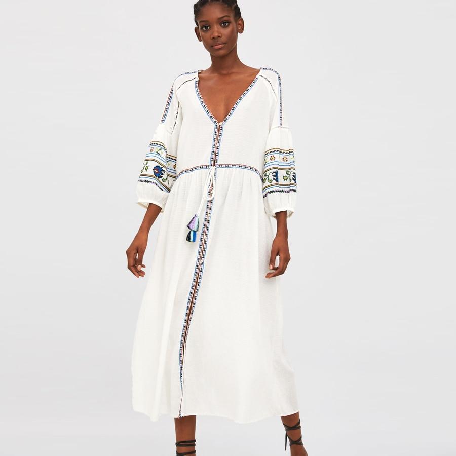 Robe Longue Boheme automne 2018 - Blanc / XS