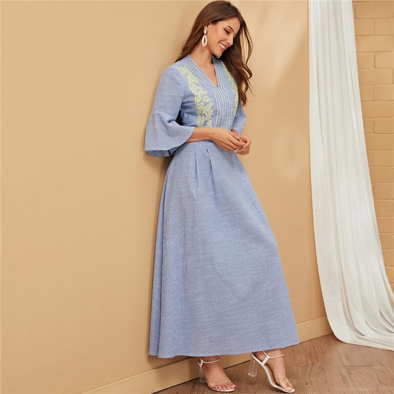 Robe Longue Bohème Automne 2018 - Bleu / S