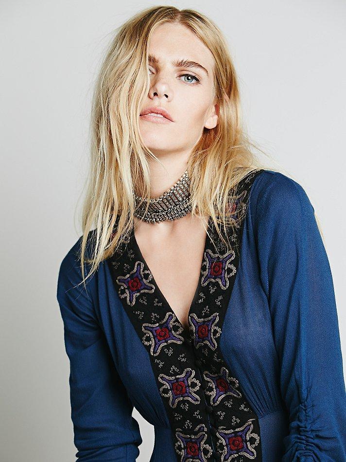 Robe longue bohème bleu