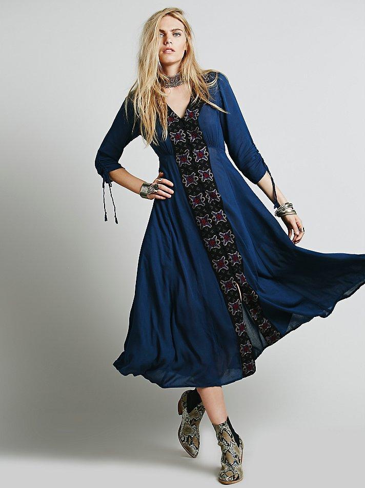 Robe longue bohème bleu