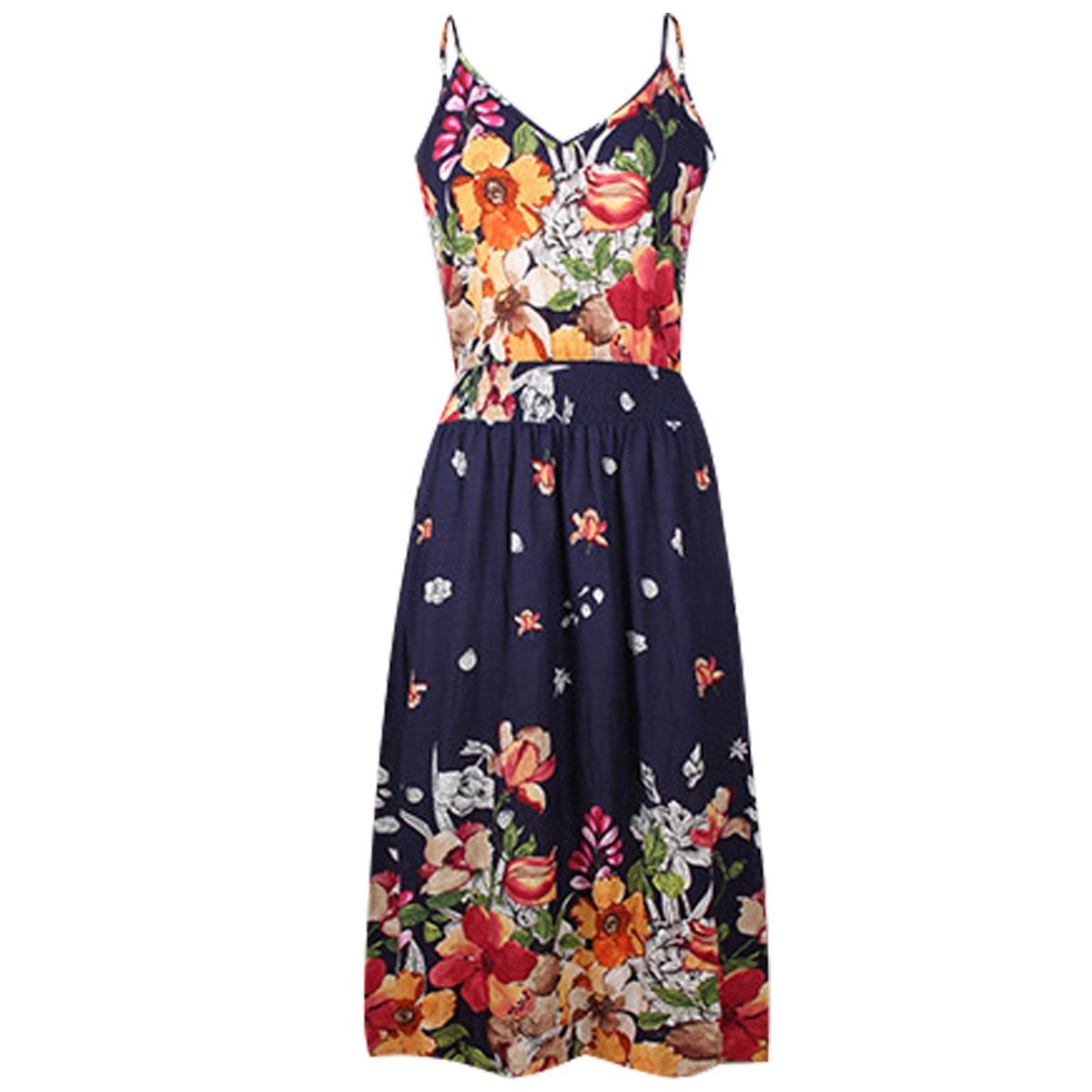 Robe longue bohème bleu fleur