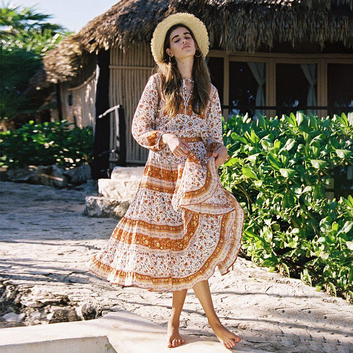 Robe longue bohème champètre