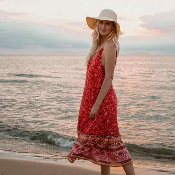 Robe Longue Bohème Chic 2018 - Rouge / S