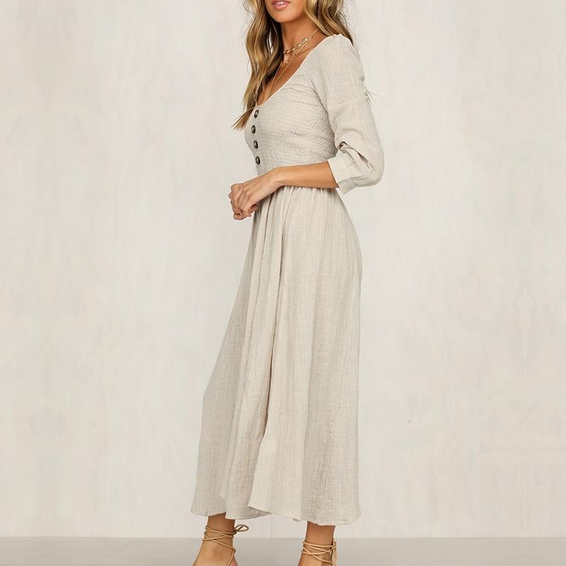 Robe Longue Bohème Chic Crème