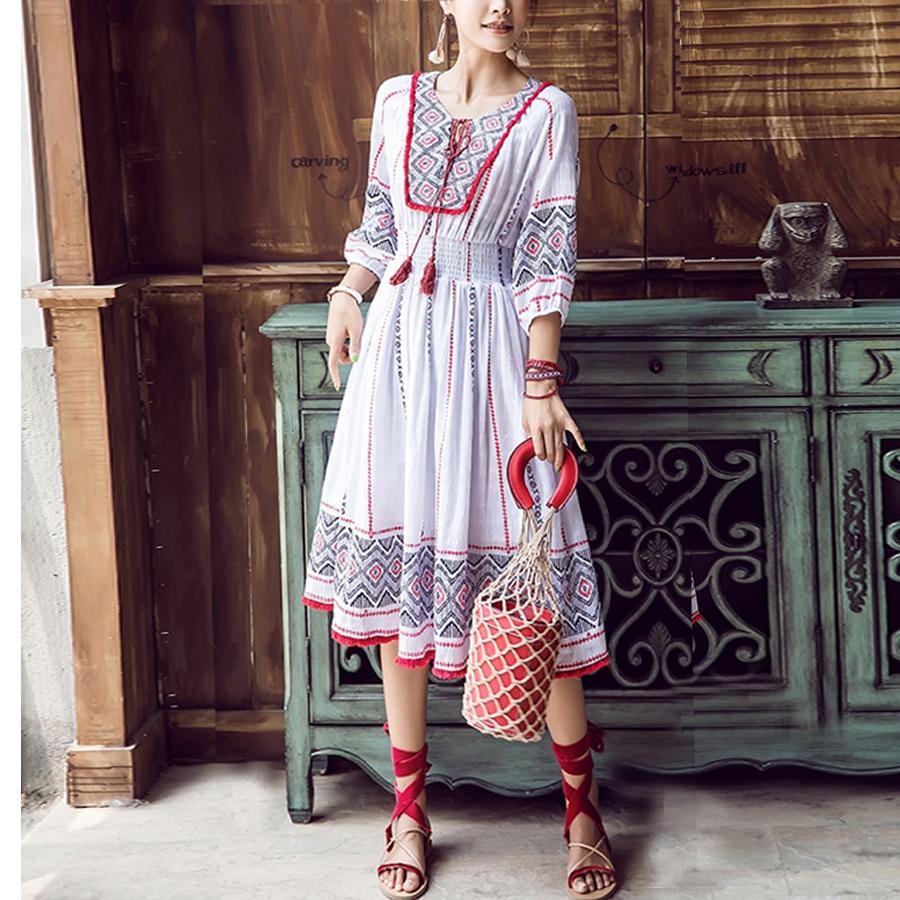 Robe Longue Bohème Chic été 2018 - Beige / Taille Unique