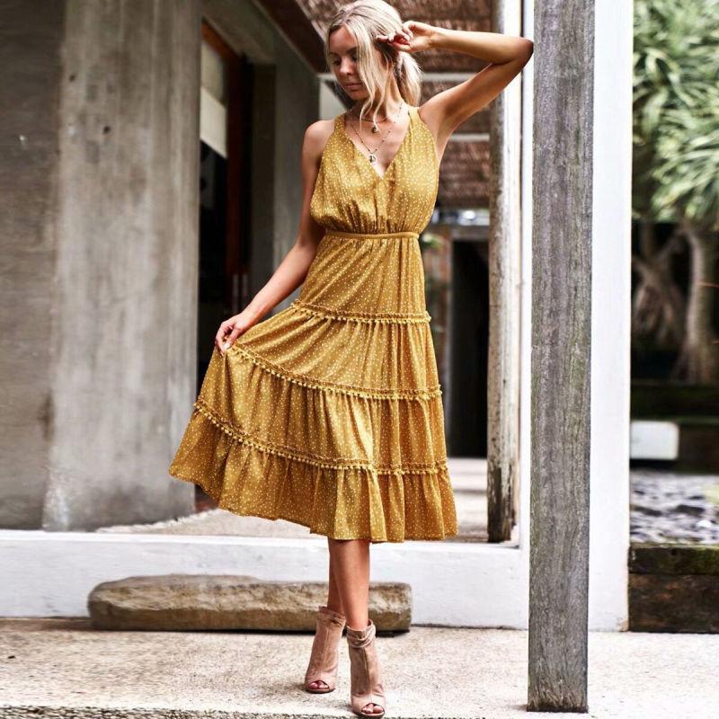 Robe Longue Bohème Chic Éte 2019 - Jaune / S