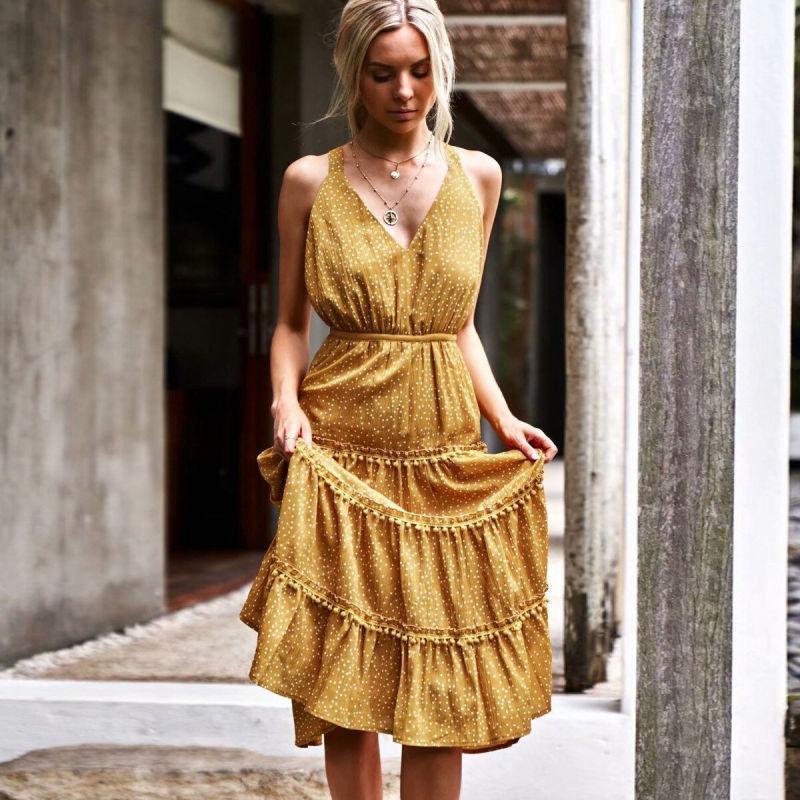 Robe Longue Bohème Chic Éte 2019 - Jaune / S