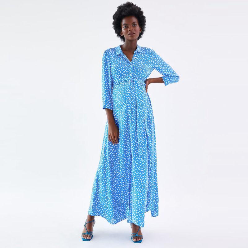 Robe Longue Bohème Chic Manche Longue - Bleu / XS