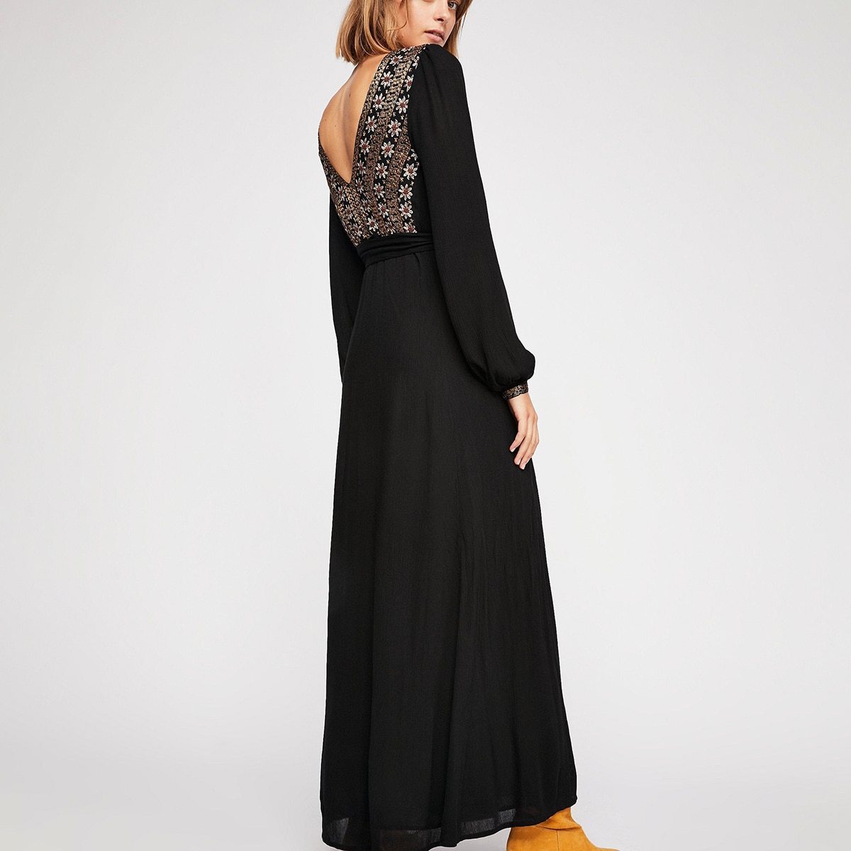 Robe longue boheme chic noire