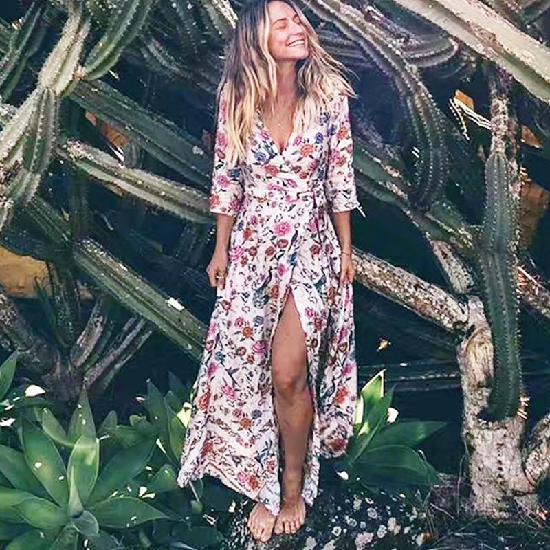 Robe Longue Bohème Chic Rose Poudré