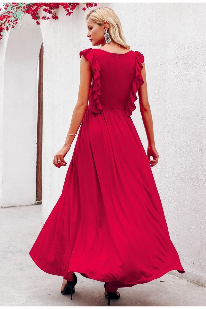 Robe Longue Bohème Chic Rouge