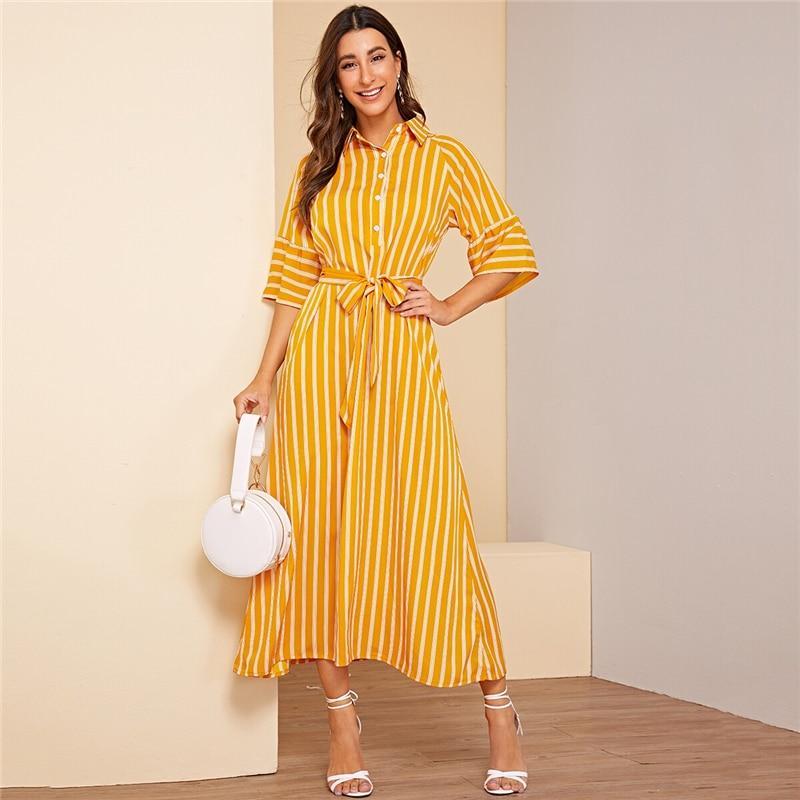 Robe Longue Bohème d’été - Jaune / L