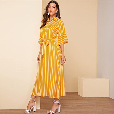 Robe Longue Bohème d’été - Jaune / L