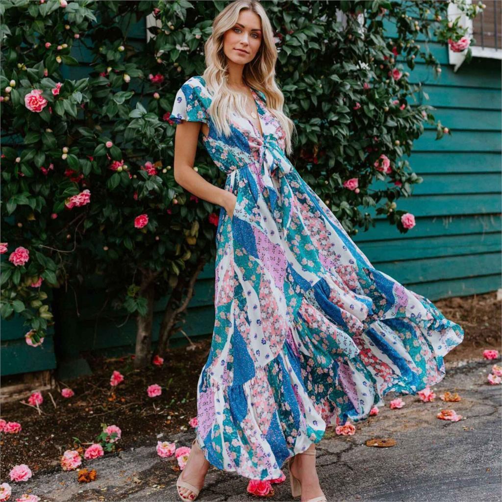 Robe longue bohème fleurie